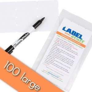  100 Large Blank Iron On / Sew In Labels & Laundry Pen 