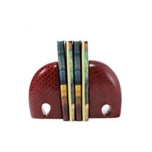  African Elephant Soapstone Red Bookends