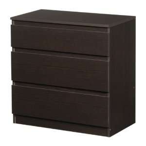  Ikea Kullen Chest with 3 Drawers Black brown