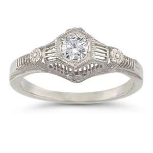  1/4 Carat Vintage Floral Diamond Ring: Jewelry