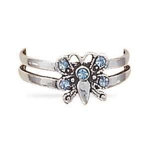  Butterfly with 5 Crystals Toe Ring West Coast Jewelry 