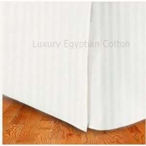   Egyptian Cotton KING Tailored Bed Skirt IVORY Stripe: Home & Kitchen