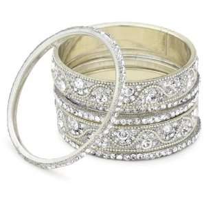   by priya kakkar 6 Silver Crystal Bangles with Silver Hardware Jewelry