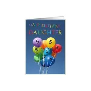  5th Birthday Card for daughter colored balloons Card: Toys 
