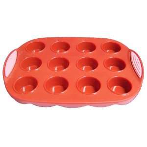  SiliconeZone New Wave Mini Muffin Pan, Red / Pink Kitchen 