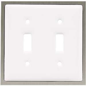   64007 Ceramic Insert Double Switch Wall Plate, White