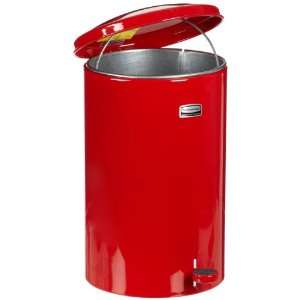   Waste Can with Galvanized Liner, Round, 11 Diameter x 17 Height, Red
