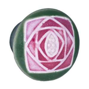  Ceramic Acorn Sm Rd Green w/Sq Mauve Rose PR6YP