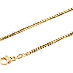  14K Yellow Gold Solid Round Snake Chain   16 inches 