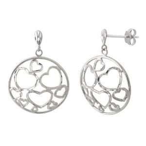  Circle & Heart Shape Earrings In Sterling Silver 