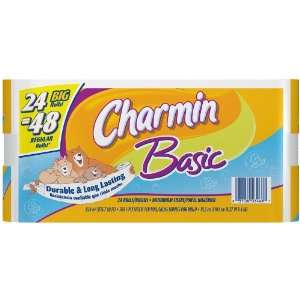  Charmin Basic, Big Roll,(2X Regular), 1 Ply, White 24pk 