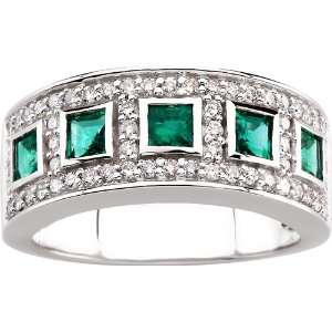   white gold Genuine Emerald & Diamond Ring: Diamond Designs: Jewelry