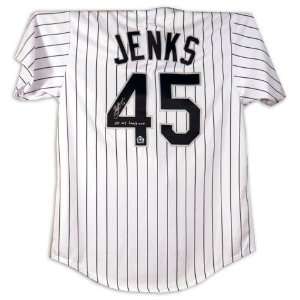 Bobby Jenks Chicago White Sox Autographed White Jersey with 05 WS/LAST 