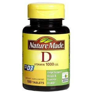  Nature Made Vitamin D 1,000 IU Caps, 100 ct (Pack of 3 