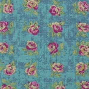   Rose Rows Of Roses Turquoise Fabric By The Yard: Arts, Crafts & Sewing
