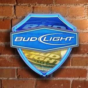  BUD LIGHT BEER 13 IN NEON SHIELD WALL LAMP: Home 