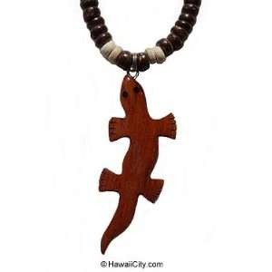  Hawaiian Gecko Koa Wood Coconut Necklace 