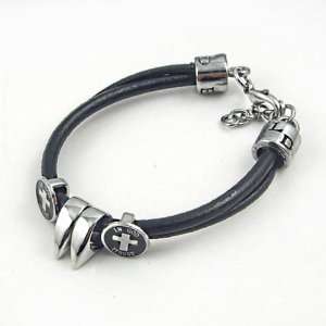  Religious Stainless Steel Leather Bracelet for men: Arts 
