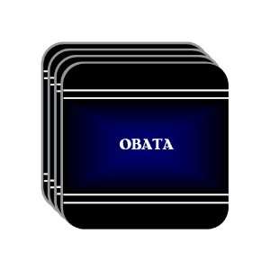   OBATA Set of 4 Mini Mousepad Coasters (black design) 