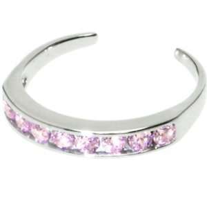    Solid 14kt White Gold Pink Cubic Zirconia Toe Ring: Jewelry
