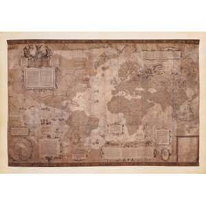  Map World Antique Paper 1500s by Mercator Gerhardt 54x38 