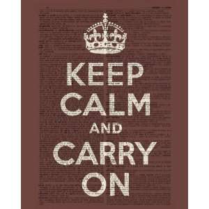   And Carry On, 8 x 10 print (brown, dictionary text)