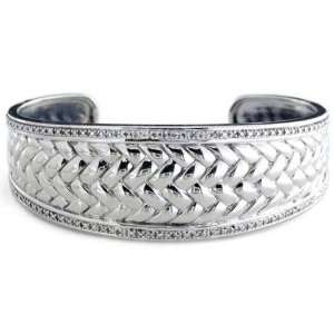  Sterling Silver and Diamond Accent Basketweave Tapered 