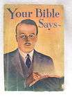 1937 Seventh Day Adventist Church Vintage Religion YOUR BIBLE SAYS 