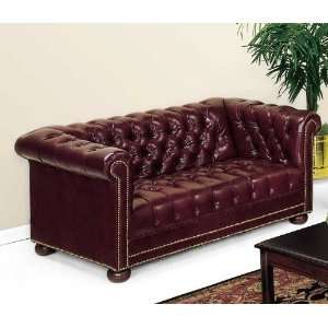  Chesterfield Traditional Leather Reception Room Loveseat 