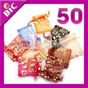 50 x Organza Jewelry Gift Pouch Bags 7x9cm Mixed Color  