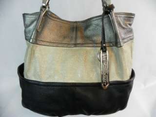 Makowsky Pebble Leather and Metallic Croco Embossed Tote Handbag 