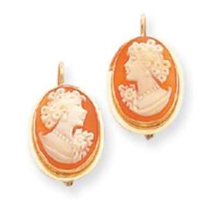  14k Gold 12x16mm Shell Cameo Earrings Jewelry