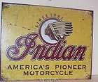 indian american s pioneer motorcycle distressed look tin sign 