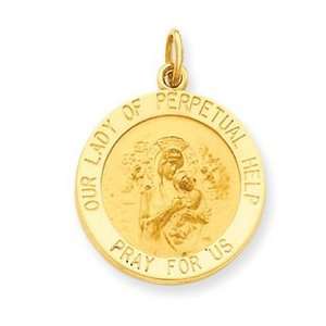  14k Yellow Gold Our Lady of Perpetual Help Medal Pendant Jewelry