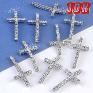   Clear Crystal Cross Curved Spacer Loose Beads Jewelry Findings Makings