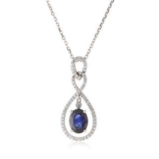 Kobelli 1 ct Oval Cut Blue Sapphire, 1/4 cttw Round Diamond Pendant 