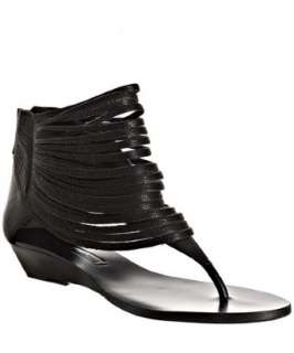 BCBGMAXAZRIA black leather Irmah strappy thong flat sandals 