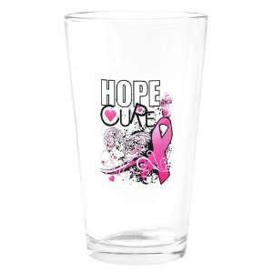  Pint Drinking Glass Cancer Hope for a Cure   Pink Ribbon 
