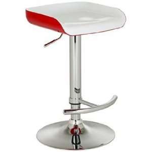   White Red Adjustable Height Contemporary Bar Stool