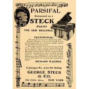  1904 Vintage Ad George Steck Grand Piano Richard Wagner 