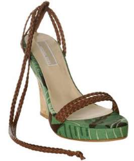 Michael Kors leaf canvas braided Maile wedge sandals   up to 
