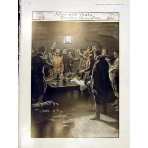  Christmas Drake Toast Queen Bess Tavern Old Print 1913 