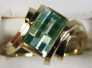 Rare Designer Strell 14K Gold 3.25ctw Green Spinel Ring 6.9g~Retail $ 