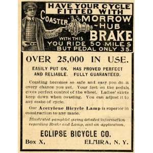   Ad Eclipse Bicycle Morrow Hub Brake Acetylene Lamp   Original Print Ad