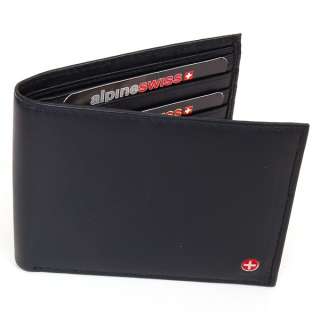 Mens Alpine Swiss Leather Wallet Bifold Trifold Hybrid Foldout ID Euro 