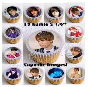 Justin Bieber 2.25 Edible Image Cup Cake Toppers 12pc, cut & paste 