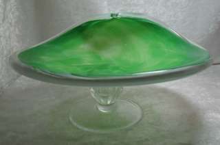 Murano Green White Crystal Art Glass Candy Dish Bowl  