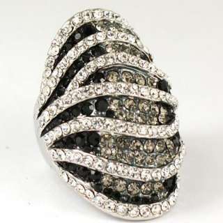 Gold GP B Swaroski Crystal Marcasite Finger ring o387  