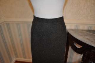   14 Wool Blend Lined Flannel Feel Charcoal Skirt Part Elastic Waist