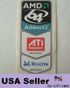 AMD Athlon X2 64 ATI RADEON REALTEK Sticker Badge A93  